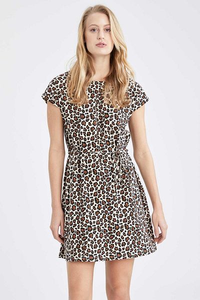 DeFacto Polka Dot Patterned Summer Mini 100% Cotton Dress with Lace Waist