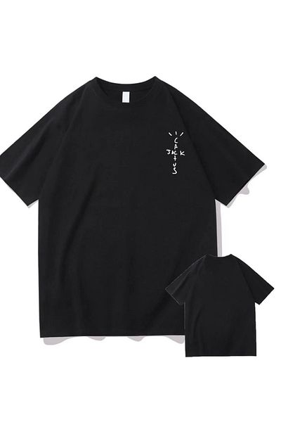 Benisengiydir Pánské černé tričko Cactus Jack s potiskem Oversize Crew Neck Neck