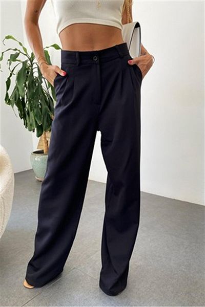 Neqru Black Ultra High Waist Palazzo Linen Trousers