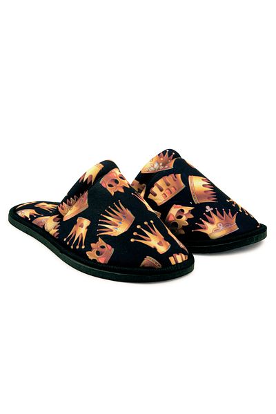 Chochili Παντόφλες σπιτικής μαλακής σόλας Unisex με μοτίβο μαύρης κορώνας