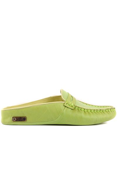 SailLakers - Light Green Leather Women's House Slippers