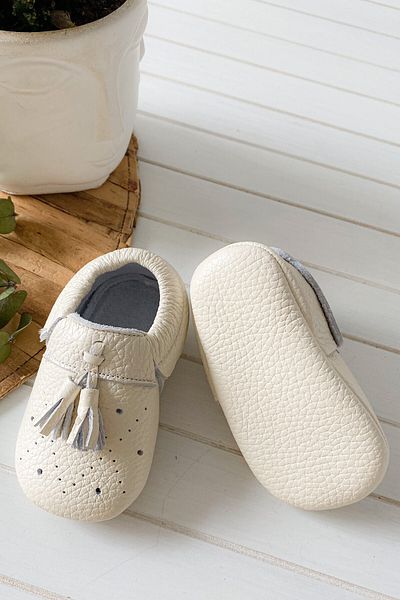Li Puna Royal Series White 100% Leather Baby First Step Shoes