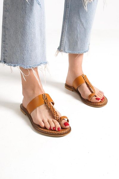 Capone Outfitters Capone Tan Women's Leather Slippers