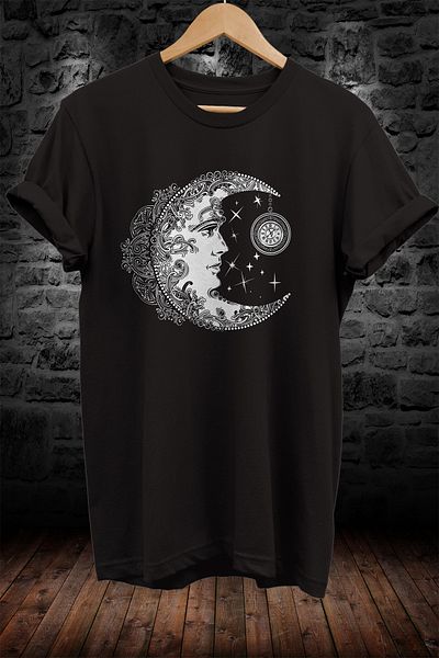 remonz Μπλουζάκι με στάμπα Moon And Sun από 100% βαμβάκι Oversize