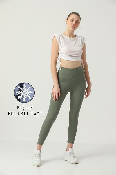 Ozy Fashion Colanți fără cusături pentru damă, cu fleece de iarnă, cu nervuri