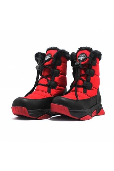 KHIONES Red Lace-Up Girl's Snow Boots