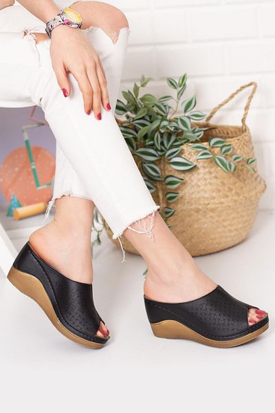 Moda Frato Cv-170640 شبشب نسائي بنعل عريض أسود