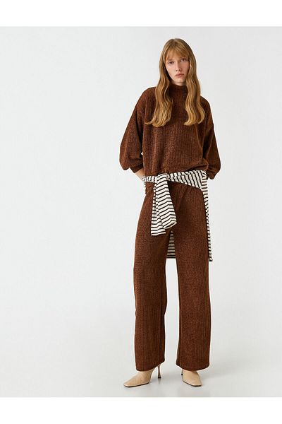 Koton Wide Leg Trousers with Slit Detail