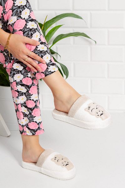 Moda Frato Cat&Paw Γυναικείες Παντόφλες Εσωτερικού Χώρου Χειμερινές Παντόφλες Μπεζ