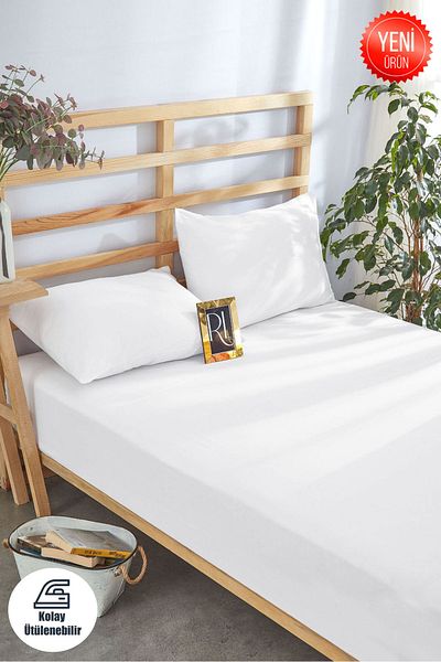 Ricco Lifes Cotton Luxury Hotel White Fitted Sheet Set - Single-Double-Full Size with Pillow Case