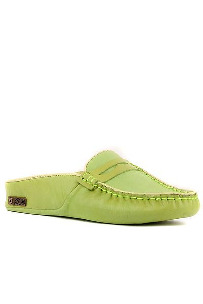 SailLakers - Light Green Leather Women's House Slippers
