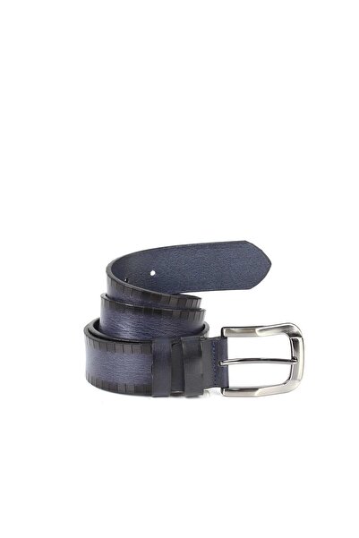 Aka Navy Blue Sports Leather Belt - Sk0014