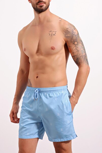 CHUBA Men's Light Blue Medium Size Patterned Sea Shorts 21s1002am