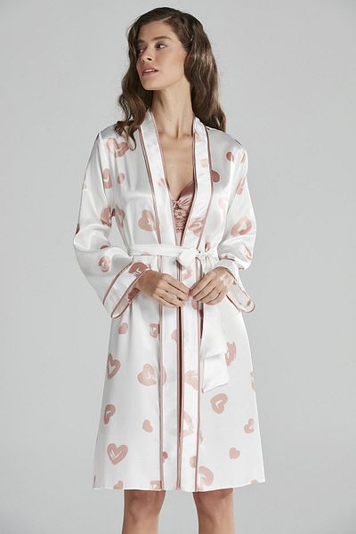 Pierre Cardin Set cămașă de noapte și rochie de damă cu imprimeu din satin - 2406 Brandy
