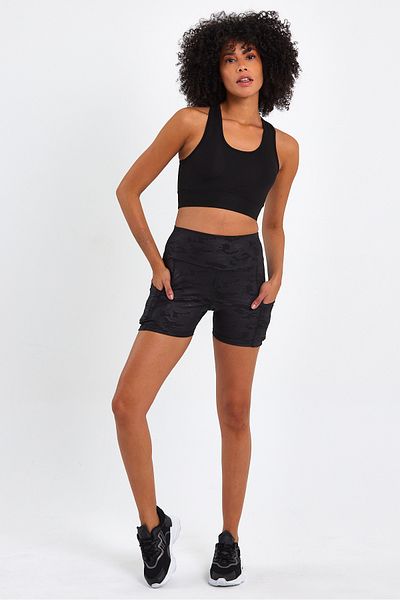 BANEGA Stitching Detailed Double Pocket Combination Camouflage Sports Shorts Tights