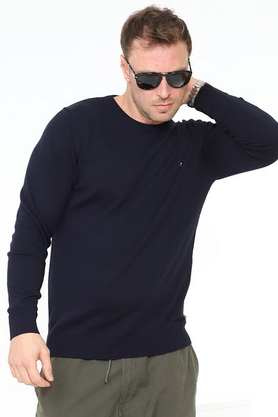 Matte Πλεκτό πουλόβερ Berlin Crew Neck Basic Organic Cotton Navy Blue