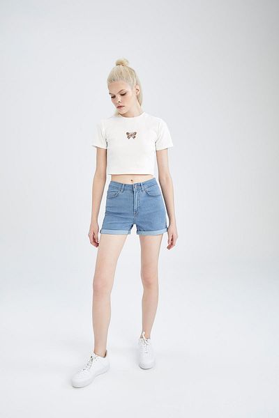 DeFacto Normal Waist Fold-Up Jean Shorts