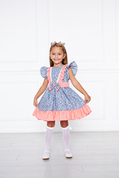 Moda Lippa Φόρεμα για κορίτσι με μπλε φλοράλ σχέδιο