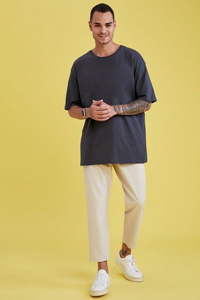 Black Sokak Ανδρικό μπλουζάκι Smoked Mars με στάμπα Oversize