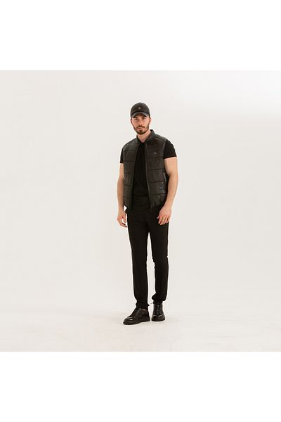 Tamer Tanca Men's Textile/leather Vest Leather Coat 797 Douglas Erk Dr Vest Y22