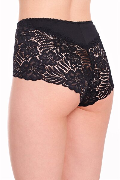 Ay&Min Kadın Siyah Dantelli Büyük Beden Seçenekli Yüksek Bel Külot 503