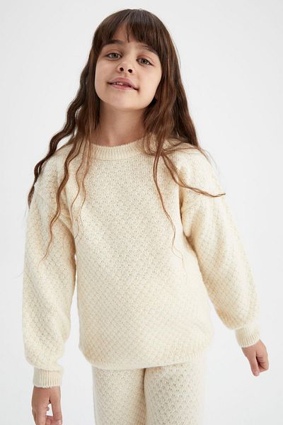 DeFacto Girl's Regular Fit Crew Neck Sweater