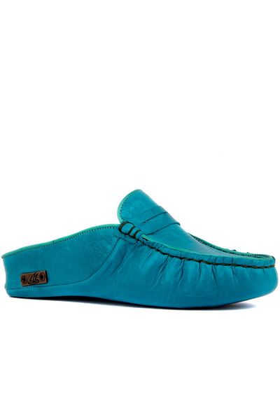 SailLakers Women's Green Leather House Slippers