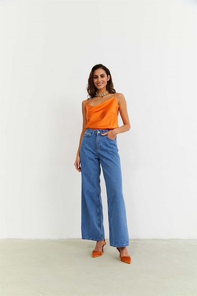 LİMABEL Monica Loose Lycra Anii 90 Blue Talie Super Înaltă Blugi Largi Pantaloni Palazzo
