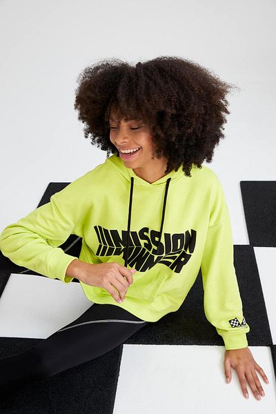 DeFacto Fit Oversize Fit суичър с щампи с качулка