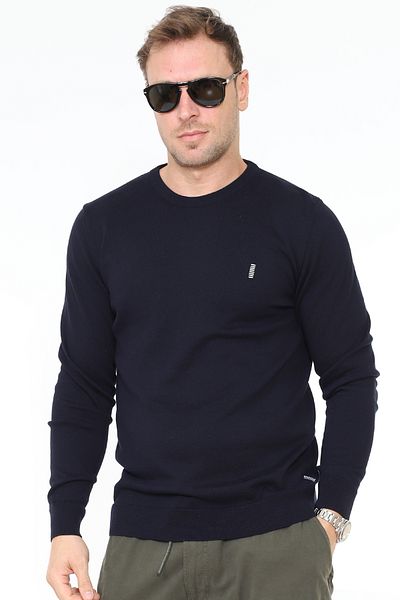 Matte Πλεκτό πουλόβερ Berlin Crew Neck Basic Organic Cotton Navy Blue