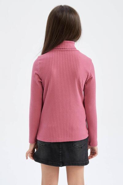 DeFacto Tricou cu mânecă lungă pentru fetiță, cu gât țesut și cu nervuri