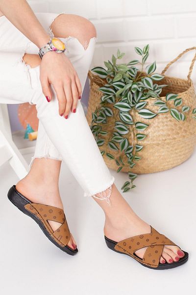 Moda Frato Cv-150938 Γυναικείες Παντόφλες Cross Tan
