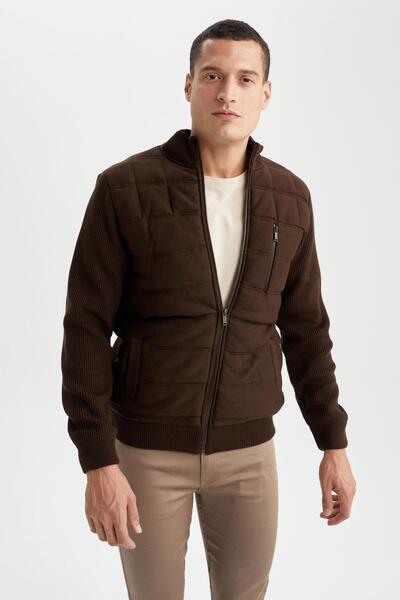 DeFacto Slim Fit Kolej Dik Yaka Bomber Triko Hırka