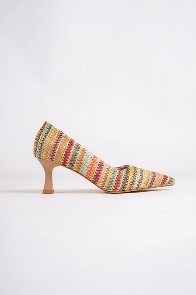 Modabuymus Kandy Multicolored Stiletto Low Goblet Heeled Shoes