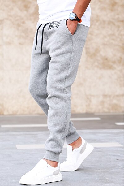 Madmext Ανδρική αθλητική φόρμα με 3 κλωστές γκρι 5427