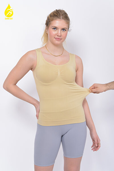 SAUNA SUIT Chest Waist Belly Recovery Firming Helping Upright Posture Skin Color Premium Women's Corset Undershirt