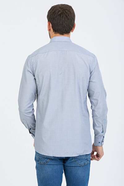 Varetta Чоловіча синя картата сорочка з довгими рукавами, кишенями та ґудзиками на комірі
