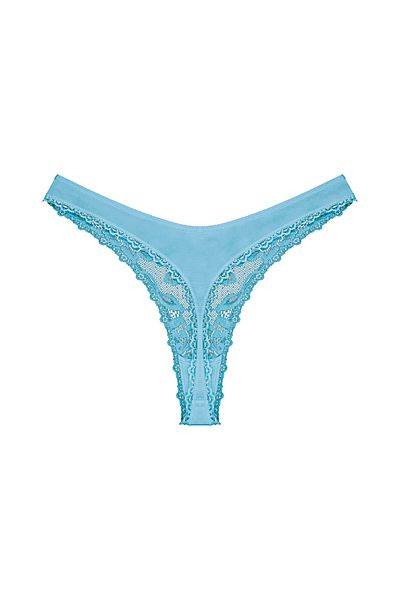Zena Blue Lace Front, Cotton String Back Women's Panties