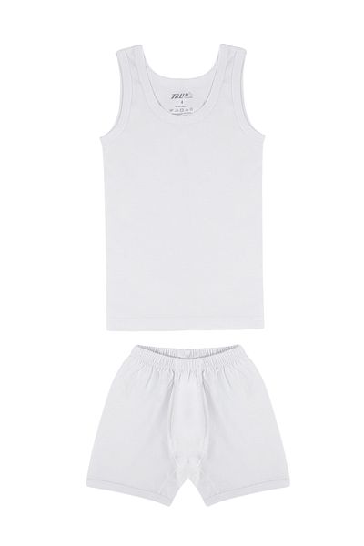 TOLIN Boy's Tank Top Shorts 100% Cotton White Underwear Set 8315
