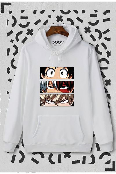 Jooy Company Hanorac alb cu glugă unisex My Hero Academia