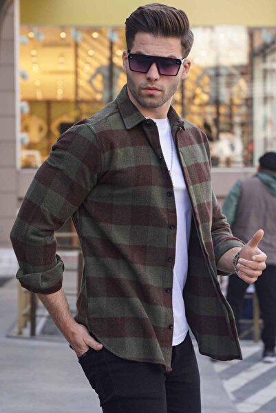 Madmext Cămașă verde în carouri 4664