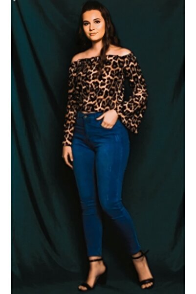 TRENDNATUREL Blugi cu unghii de mărime mare, albastru mediu - Pantaloni Ramrod de ridicare