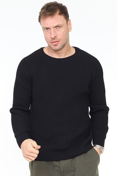 Matte Μαύρο πλεκτό πουλόβερ Roma Crew Neck Sustainable Production Thessaloniki Knit