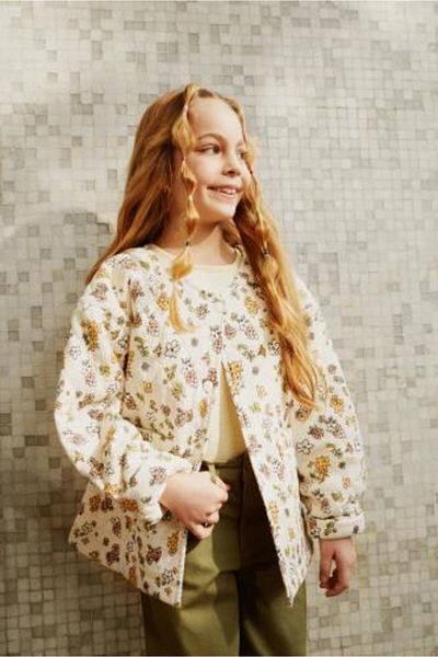 DeFacto Girl's Floral Quilted Jacket Coat