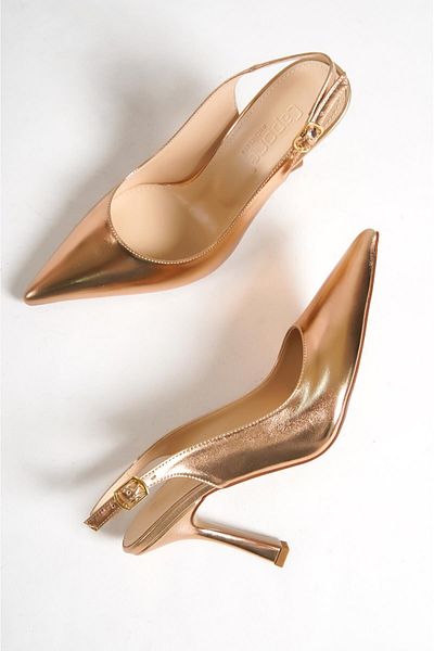 Capone Outfitters Dámské boty Capone Pointed Toe Open Back Metallic Rose