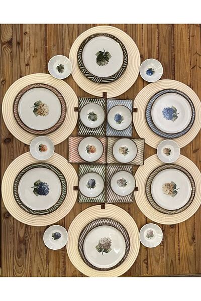 Porland Ortanca 30 Piece Porcelain Catering and Breakfast Set for 6 Persons
