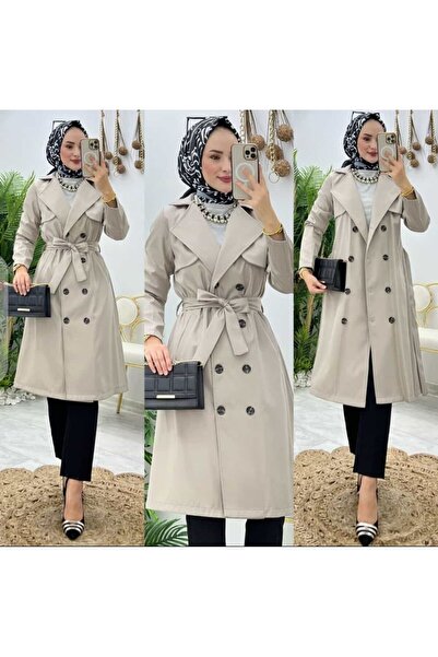 Sum BUTTONED BELLOWED TRENCH COAT