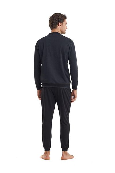 Blackspade Men's Long Sleeve Crew Neck Anthracite Pajama Set C4T0N0O98