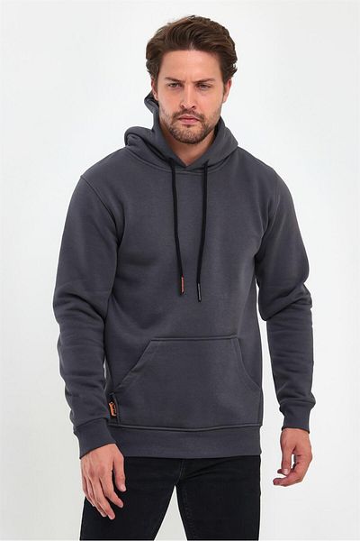 MAXIMILLIAN Men's Smoked Standard Fit Regular Cut Fleece Hooded Kangaroo Pocket Cotton Sweatshirt