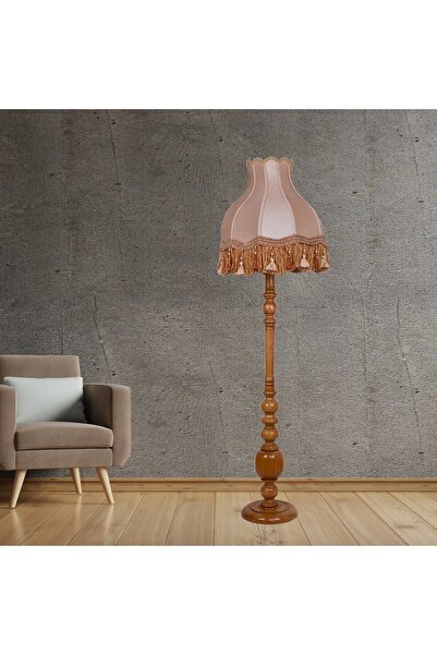 Dekovien Vizon Kadife Klasik Lambader Kumaş Kaplama Ahşap Ayak Vintage LM01206